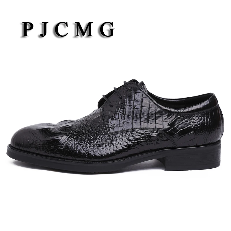 Мужские туфли-оксфорды PJCMG повседневные туфли на плоской подошве из натуральной