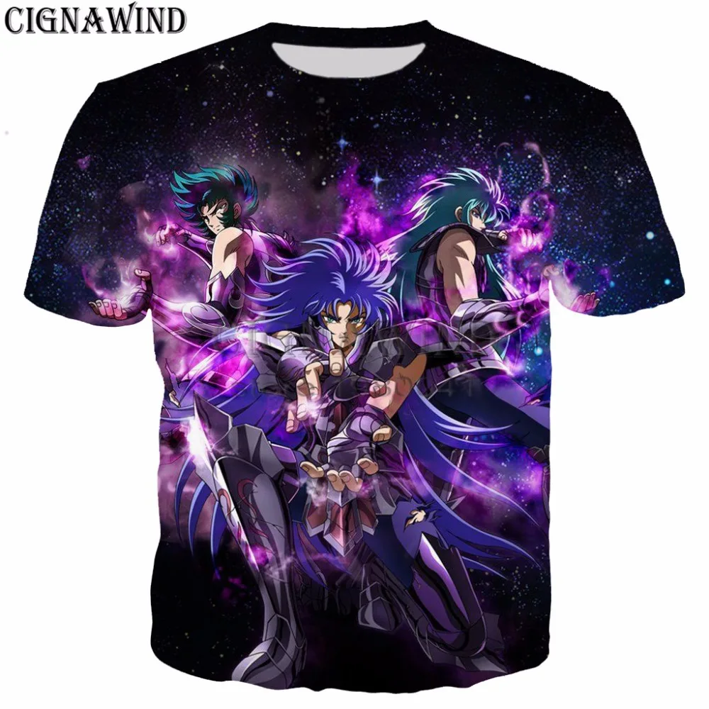 Новые летние топы в стиле аниме Saint Seiya 3d яркий стиль хипстерская футболка с