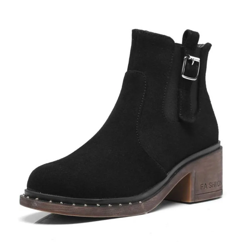 Tuyoki New Women Ankle Boots Buckle Elastic Band Winter Keep Warm Women'S Shoes String Bead High Heels Fur Size 32-43 | Обувь