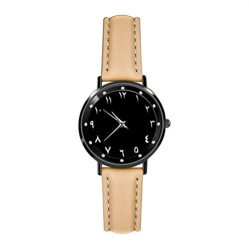 black nude Часы женские Reloj Hombre Numeros arabe. Ремешок для часов из натуральной кожи. Японские кварцевые часы - Цвет: black nude
