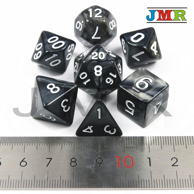 7 шт./компл. высококачественный мрамор эффект кости набор, D4, d6, d8, d10, d10%, d12, d20 Набор Игральных кубиков для игра DND кости