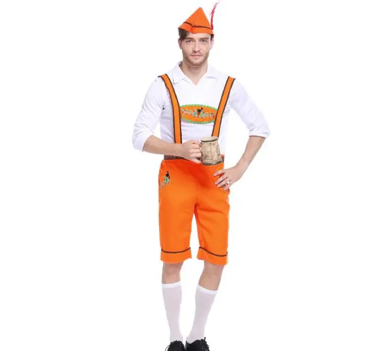 

best sellling beer costume Adult Mens German Oktoberfest Beer Bavarian Lederhosen Halloween Costume Outfits