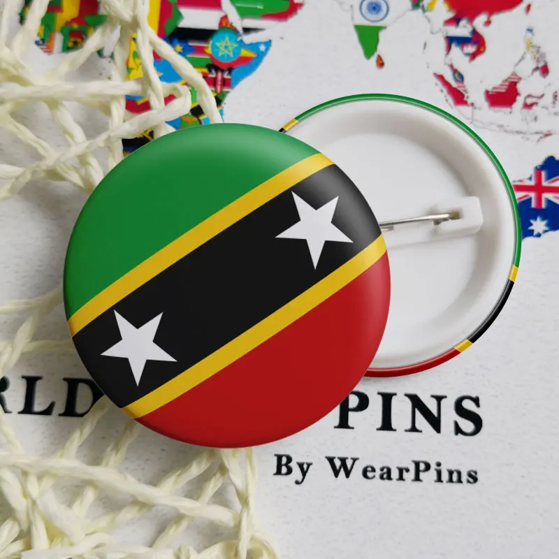 Флаг Святого Китса и невираса карта с жестяными кнопками ЛГБТ | Украшения