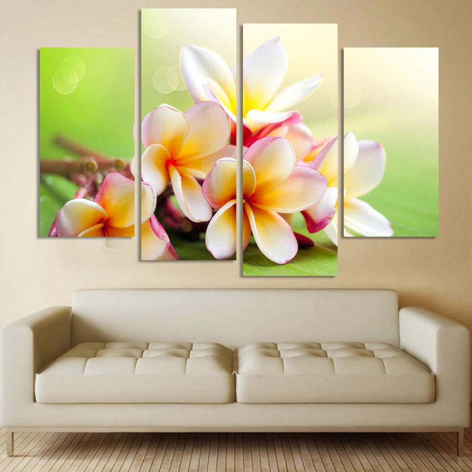 

Modern Flower Paintings Canvas Art Prints 4 Piece Home Wall Decor Picture Sets Living Room background deci oil pictures unframed