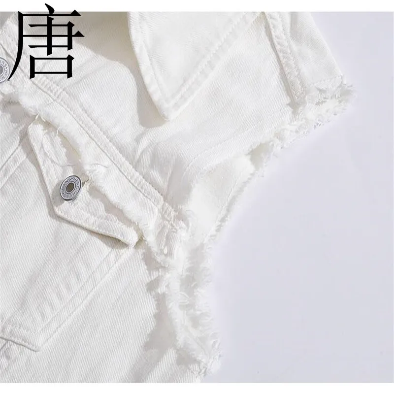 Мужской новый брендовый джинсовый жилет Tang cool 2019 Модная белая маникюрная куртка
