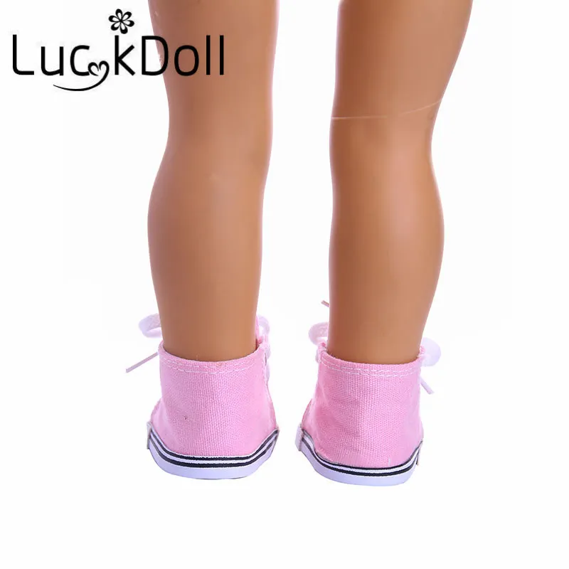 LUCKDOLL однотонная парусиновая обувь подходит для 18 дюймовых американских кукол 43