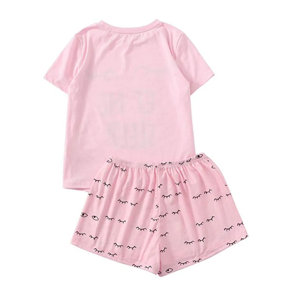 Летние женские пижамные комплекты хлопковая Милая одежда для сна с коротким