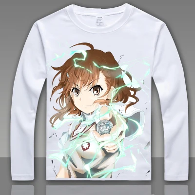 Модная футболка Toaru Kagaku no Railgun Misaka Mikoto для косплея, футболка с длинным рукавом, аниме топы футболки для мужчин и женщин, футболка L004 - Цвет: 3