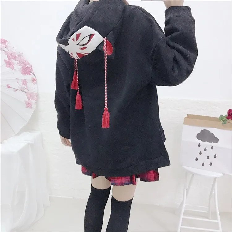 Милая женская одежда Новинка осени японский стиль kawaii мультяшный Кот вышивка