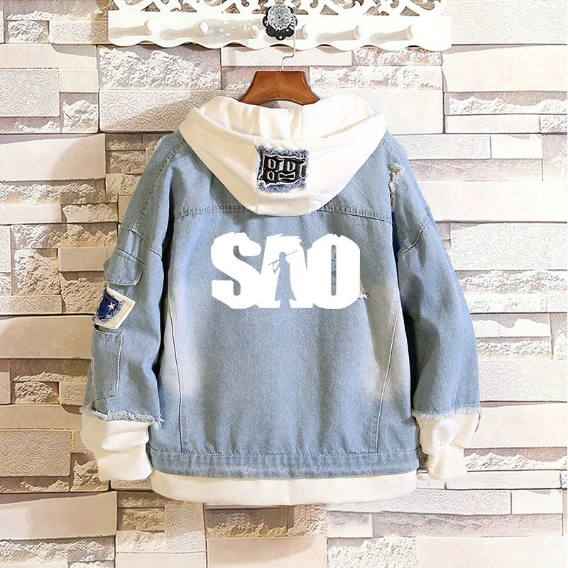 Женская длинная джинсовая куртка с капюшоном в стиле харадзюку|Женские куртки| |