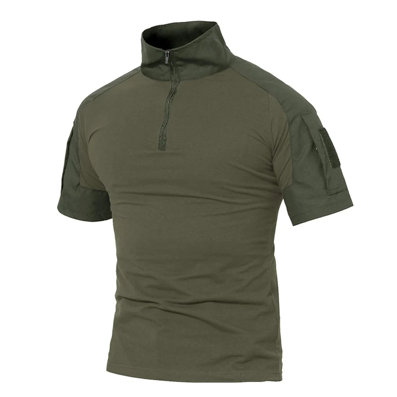 Army green TACVASEN мужские летние футболки армейская зеленая тактическая футболка с коротким рукавом Военная камуфляжная хлопковая Футболка Пейнтбольная одежда - Цвет: Army green