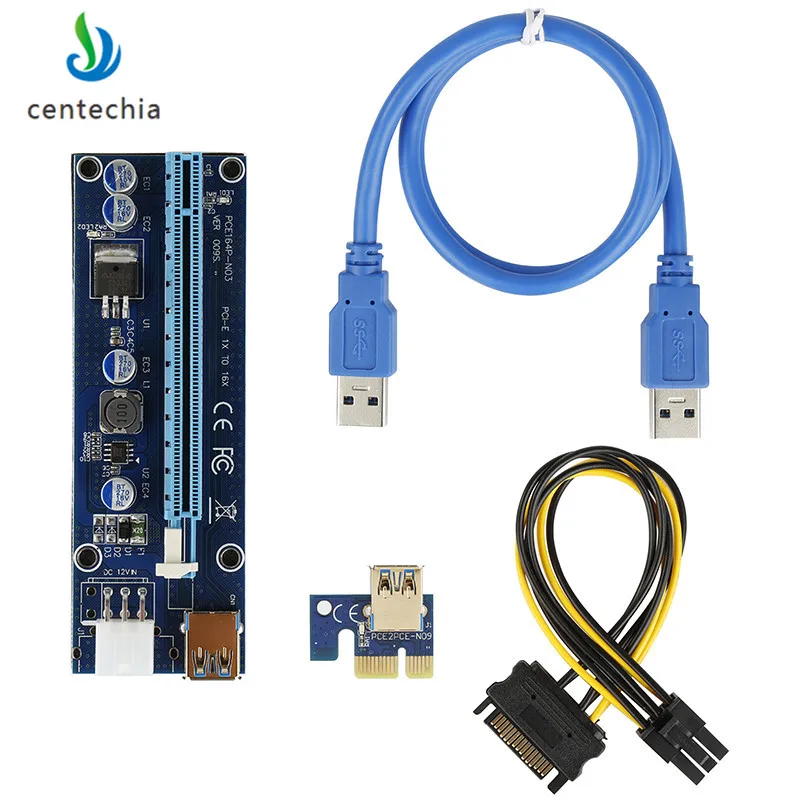 Centechia высокое качество VER 009S PCI E 1X к 16X LER Riser Card Extender Express адаптер USB 3 0 кабель питания