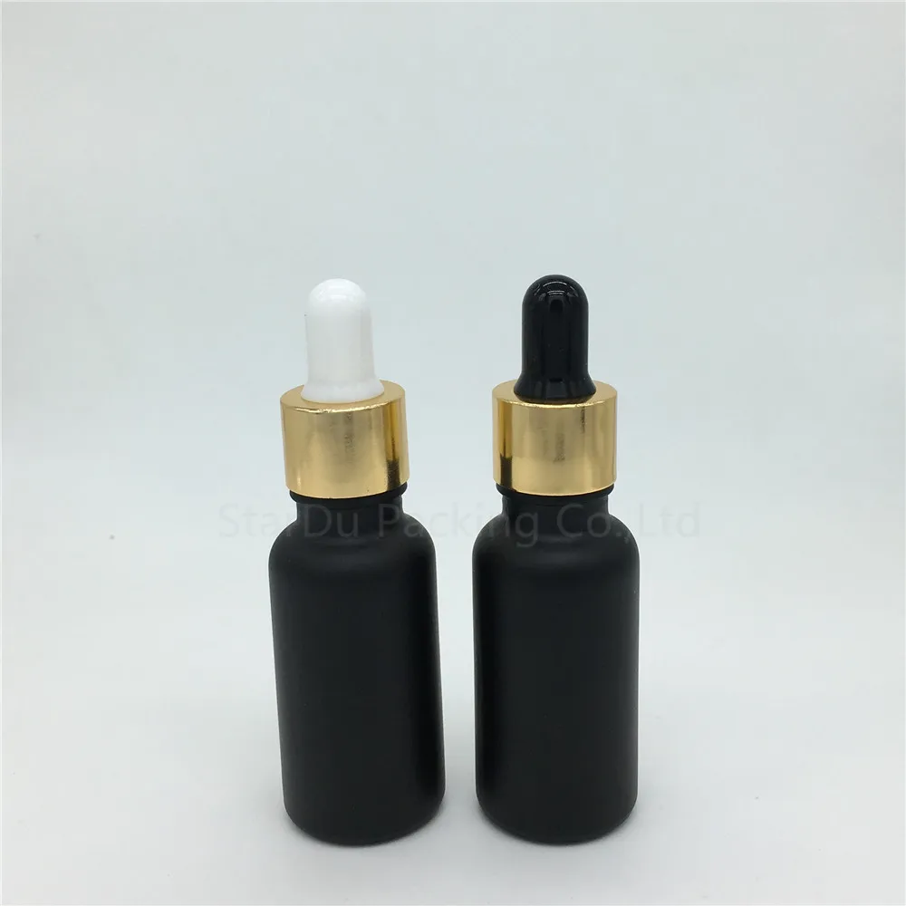 12pcs 20ml Black Frosted Glass Essential Oil Bottle With Gold Ring Dropper Perfume | Красота и здоровье