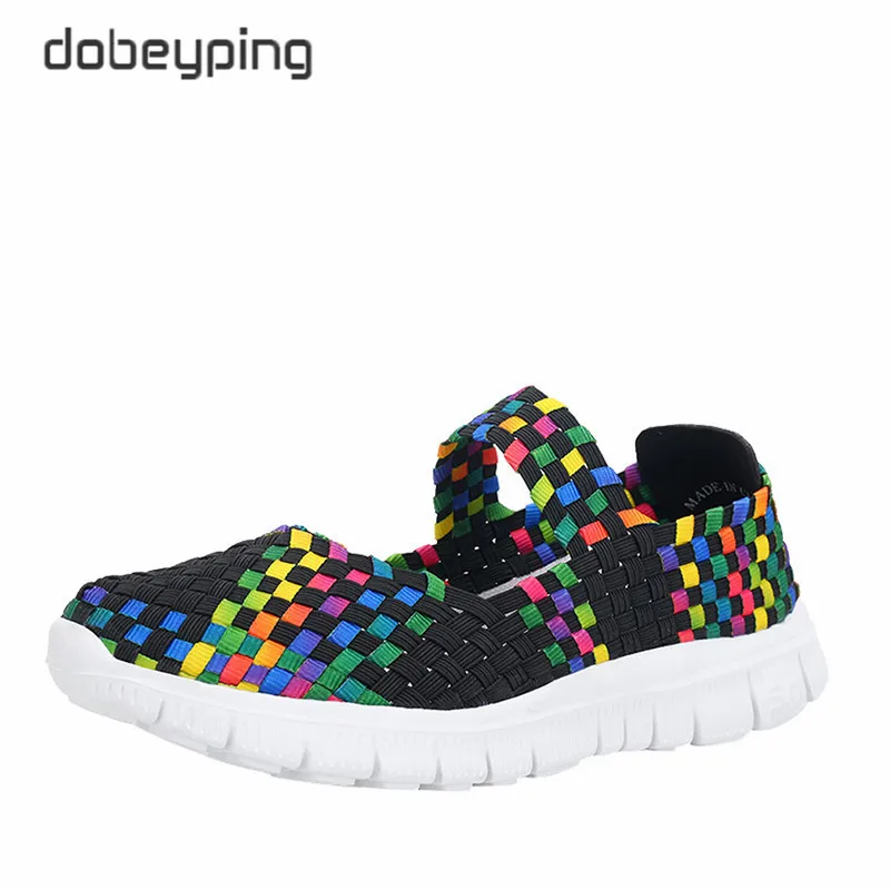 Casual Summer Women Flats Elastic Woven Woman Shoes Multi Colors Ladies Loafers Slip On Ladies Sneakers Comfortable Walking Shoe