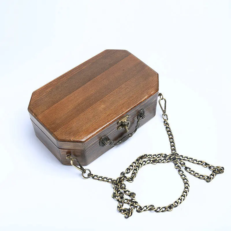 Женская сумка-клатч ручной работы оригинальная октагональная деревянная