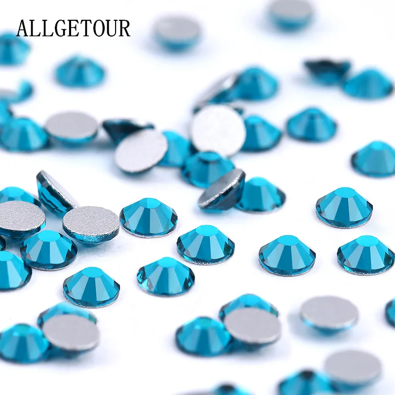 Allgetour ss3-ss30 голубой циркон блестящие хрустальные стразы аппликация Flatback Номера