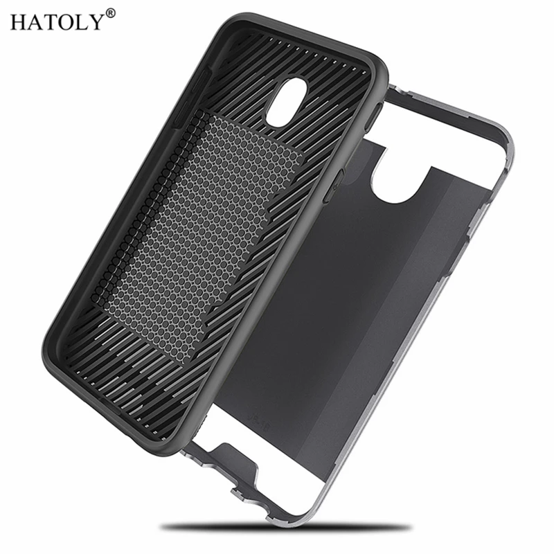 For Samsung Galaxy J7 2018 Cover Shockproof Brushed Armor Rugged Silicone Phone Case for With Card Slot |