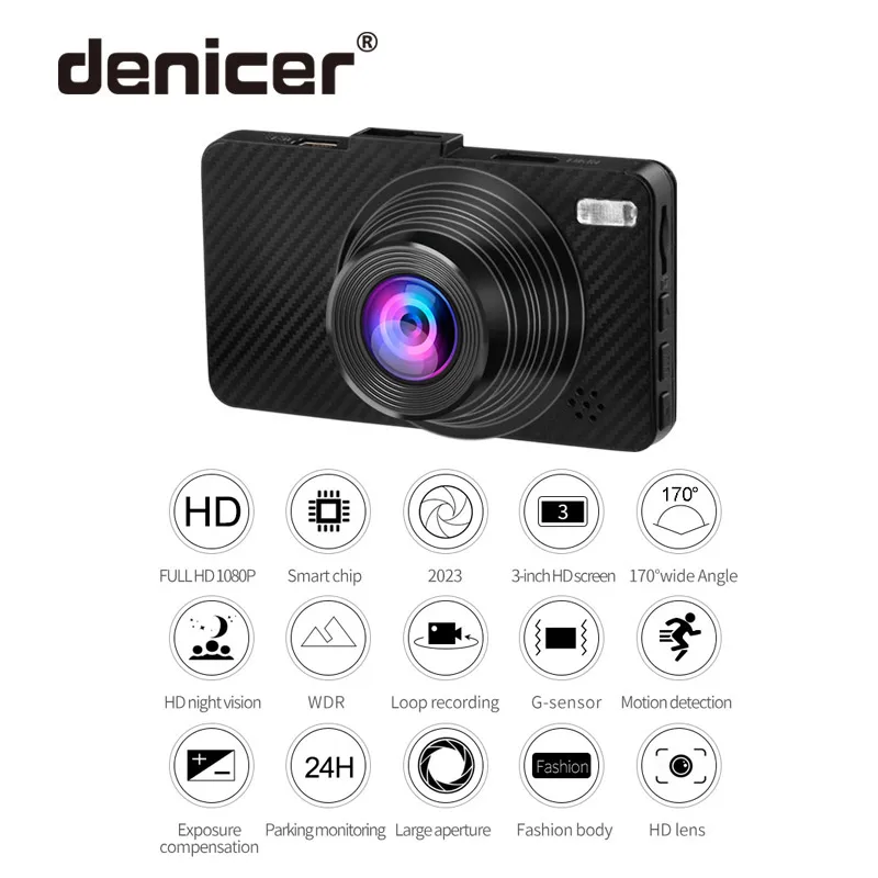 Denicer Dash камера 1080p Full HD Dvr Novatek 96658 Автомобильная 3 0 дюймов экран авто видео рекордер