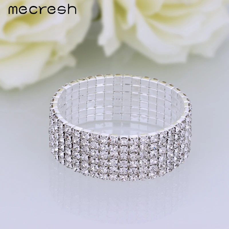 Mecresh классические шестирядные хрустальные бусины эластичный Свадебный браслет