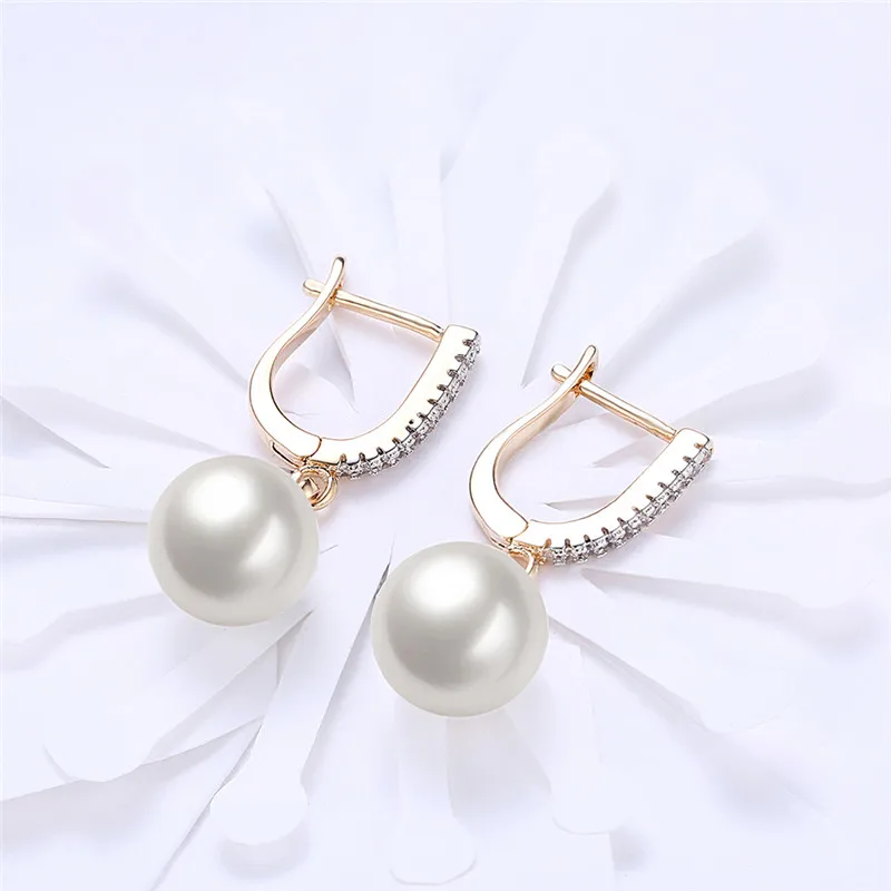 Серьги из KZCE105 C белыми shell pearl и шампанское цвет золотистый серьги капли fine jewelry