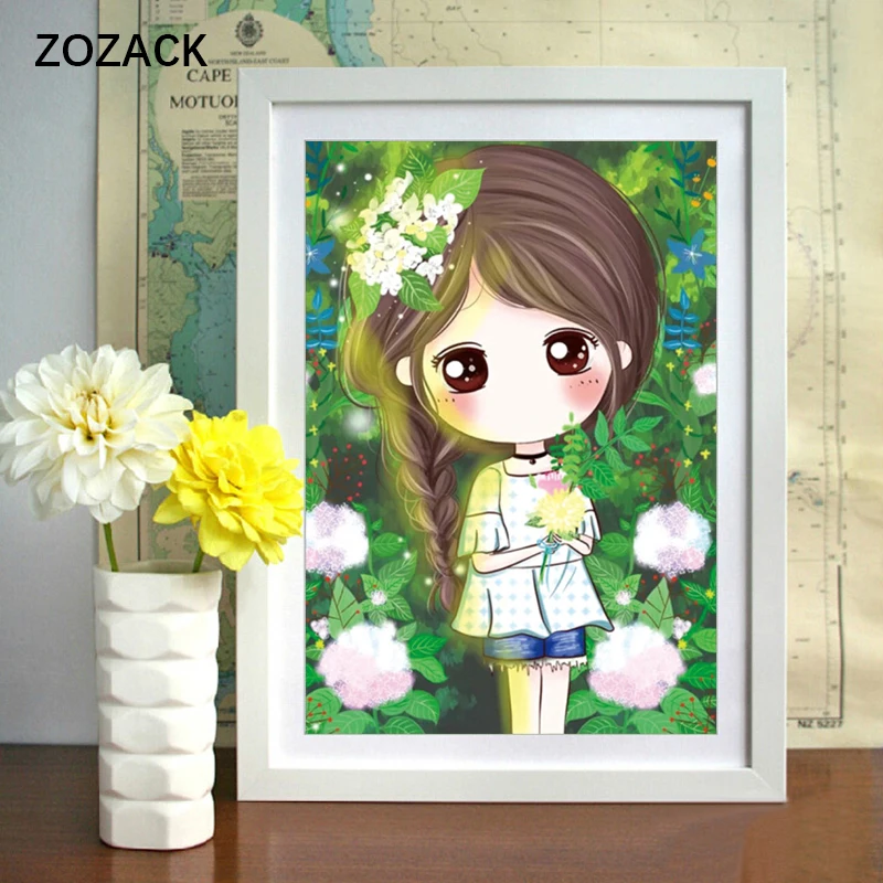 

Zozack Forest Girl Patterns Counted Cross Stitch 11CT Printed Cross Stitch Sets Chinese Cross-stitch Kits Embroidery Needlework