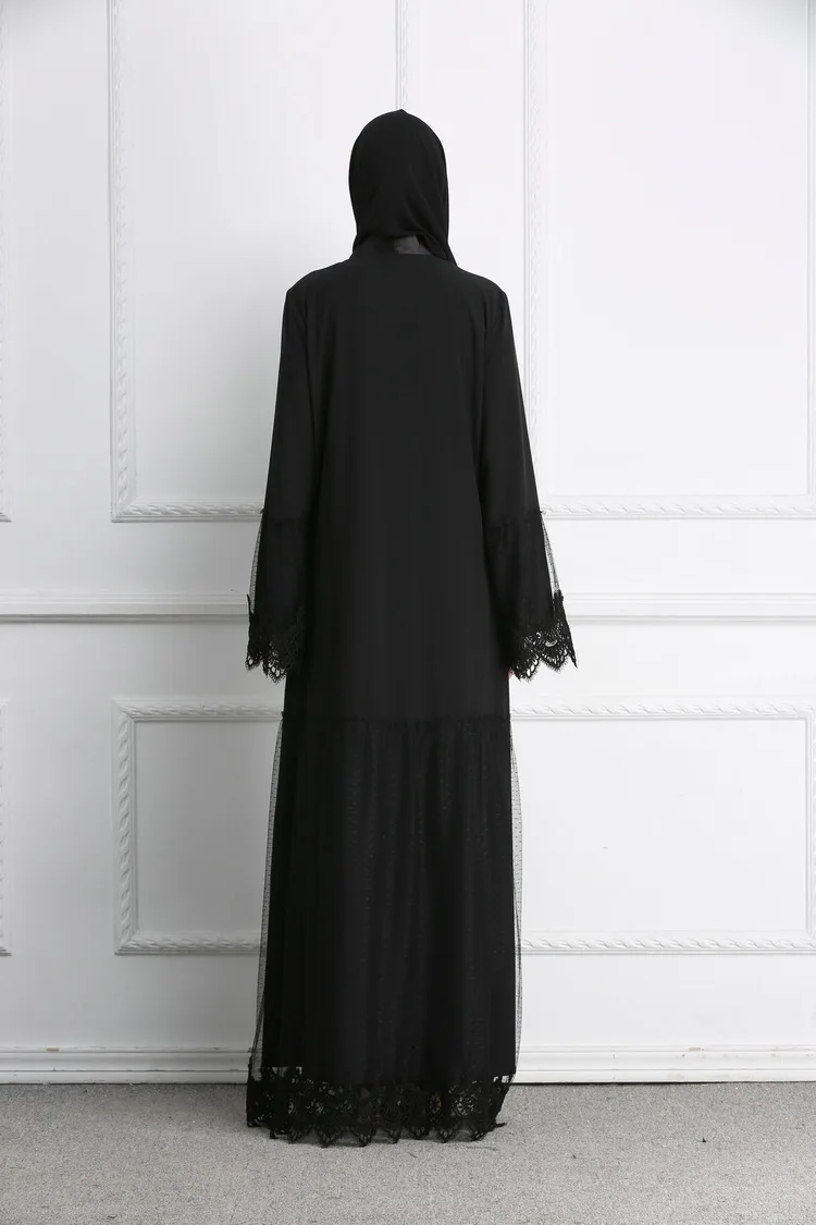 Женское пальто из полиэстера Abayas черного цвета мусульманский длинный кардиган Дубай шарф-болеро Manteau Femme Musulmane Islamic clothes Hijab