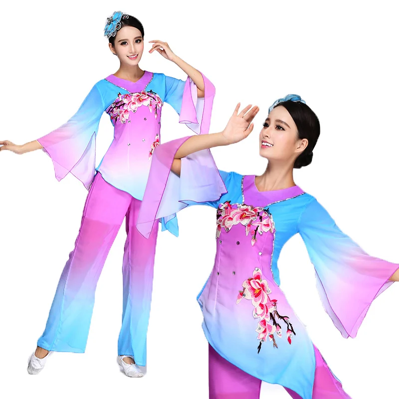 

Classical dance yangko show 2016 new fan performance waist drum dance costumes square national female old age fashion clothing