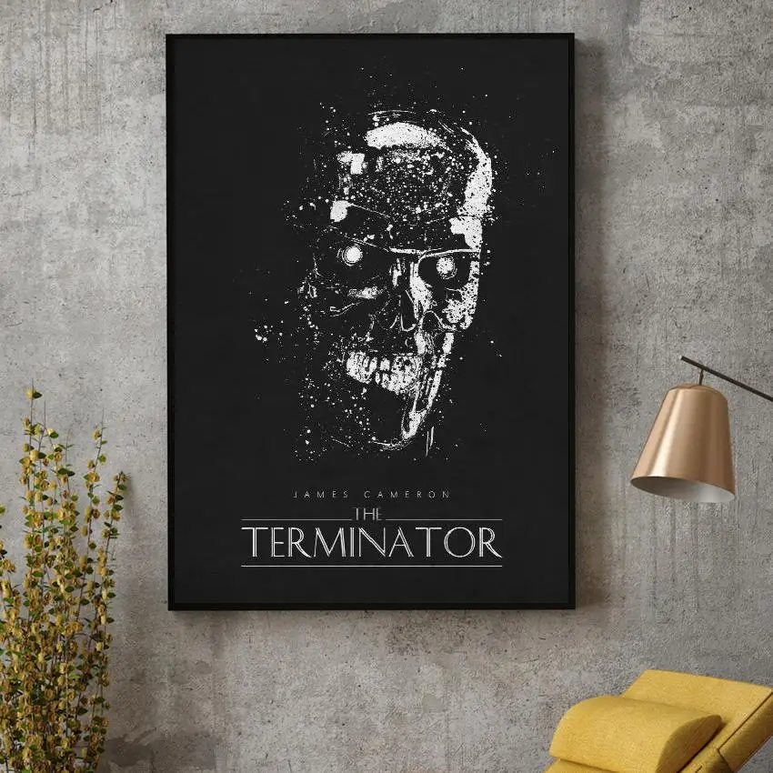 Черно белые классические кинопостеры The Terminator шелковые настенные художественные