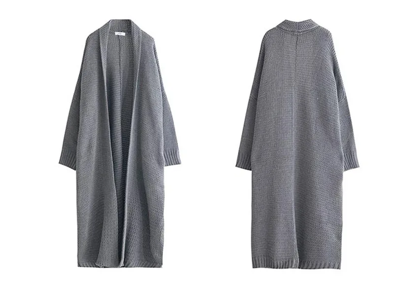 grey OCEANLOVE, однотонный, толстый кардиган с рукавом летучая мышь,, Осень-зима, длинный женский свитер, свободный, модный, вязанный, Chaqueta Mujer 10181 - Цвет: grey