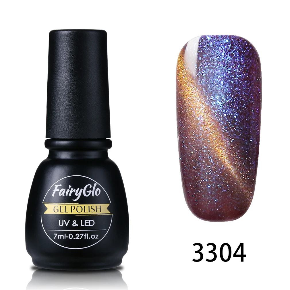 FairyGlo 7 мл Гель-лак «кошачий глаз» УФ светодиодный светильник гель для ногтей Хамелеон Блестящий магнитный гель лак для ногтей длинный последний гель лак гибридный - Цвет: 3304