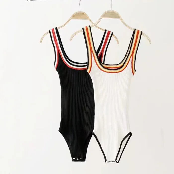 Учиха LQ цельный купальник ретро цвет шерстяной вязаный жилет края дизайнер