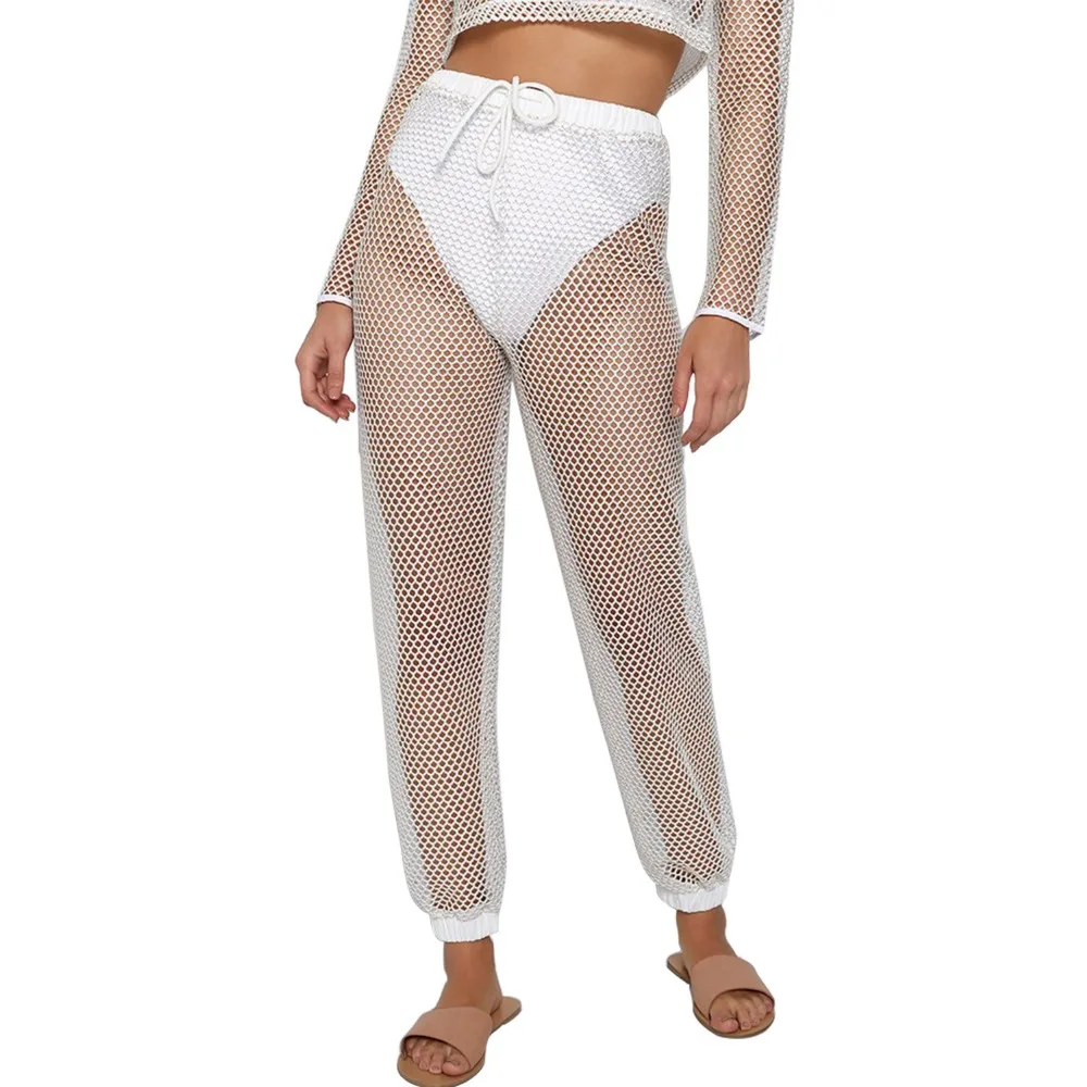 

Sexy Hollow Out Women Set Black White O-neck Crop Top And Pants Two Piece Set