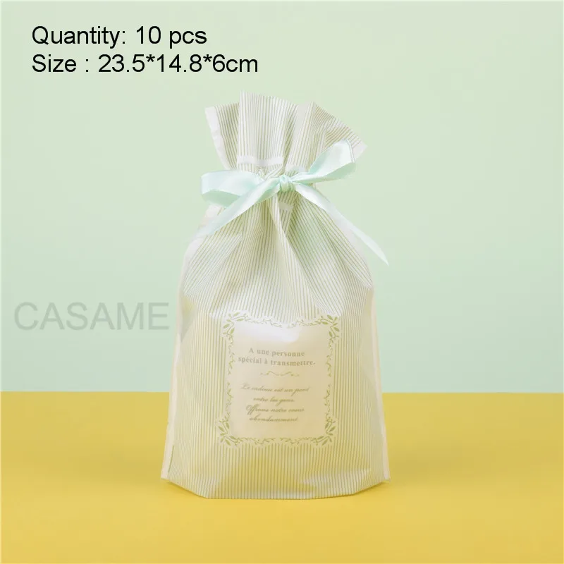 10 pcs green Подарочная коробка, коробка для конфет, крафт-пакет, бумажные Золотые сумки с принтом, бумажные мешки для украшения дня рождения, свадьбы, ленты из фольги - Цвет: 10 pcs green