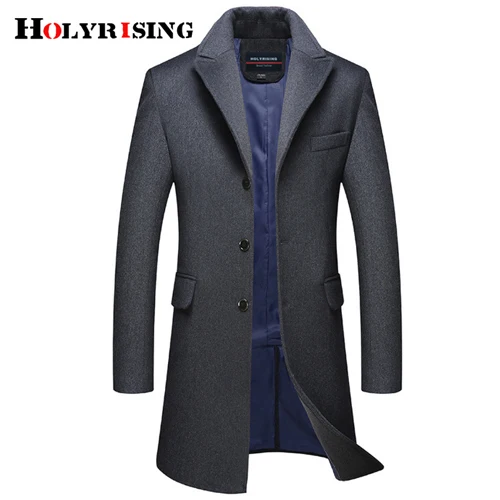 Holyrising мужское шерстяное пальто Casaco Masculino Manteau V воротник шерстяные мужские пальто теплые пальто для мужчин однобортное пальто 18542-5 - Цвет: Dark Gray
