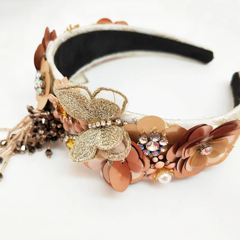 Gift For Mother/Girl friend Quality full Crystal Hair Bands Belt Bow Sequined flowers Rhinestone Headband Fringe Hairbands | Украшения и
