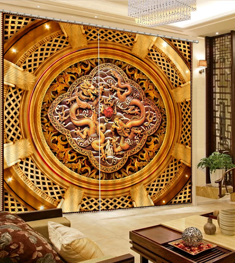 

Blackout Curtains Euporean pattern Custom Blackout Curtains Living Room bedroom Window 3D Curtains