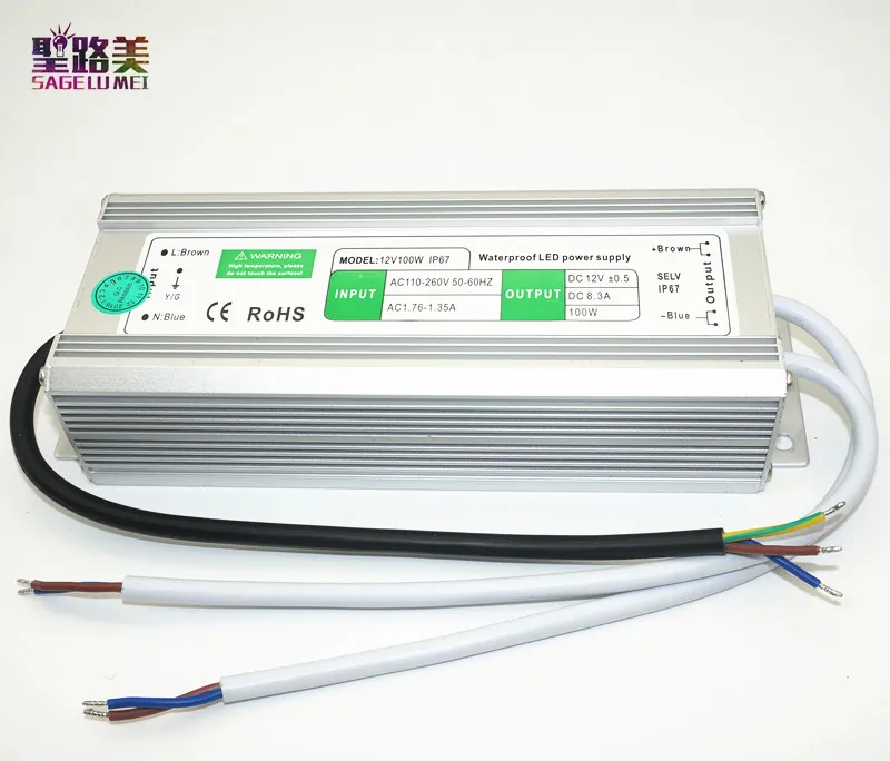 AC110V 260V для DC12V/24В 10 Вт 20 30 50 80 100 IP67 водонепроницаемый трансформатор светодиодных