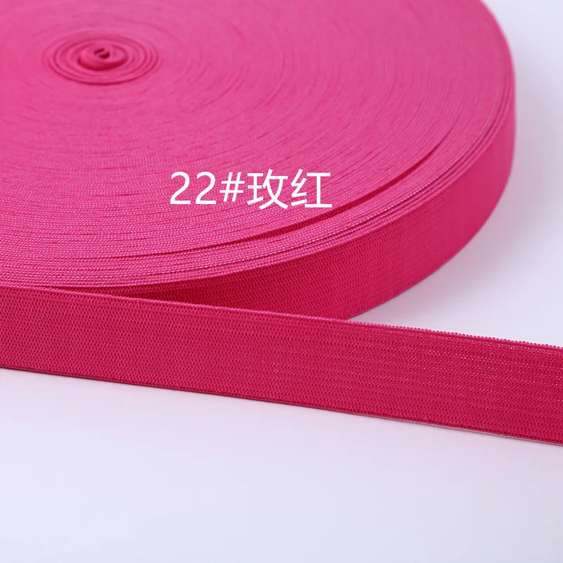 22 rose red Многоуровневая эластичная лента 20 мм 25 мм 40 м полиэфирная лента тесьма швейная кружевная отделка талии DIY сумки брюки аксессуары для одежды - Цвет: 22 rose red
