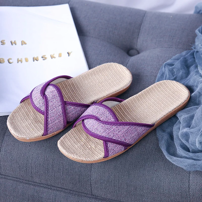2021 Summer Flats Shoes Woman Casual Sneakers Flat Home Slippers Beach Linen Sandals Flip Flops intersect Women Indoor Slipper | Обувь