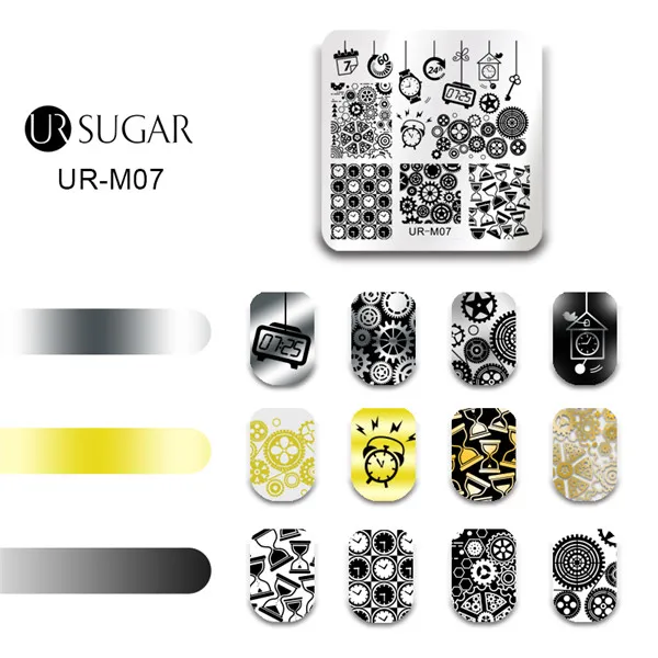 UR-M07 Ur Sugar пластина для штамповки ногтей цветок животное геометрический дизайн ногтей штамп штамповка шаблон изображения пластины трафарет различной формы инструмент для ногтей - Цвет: UR-M07