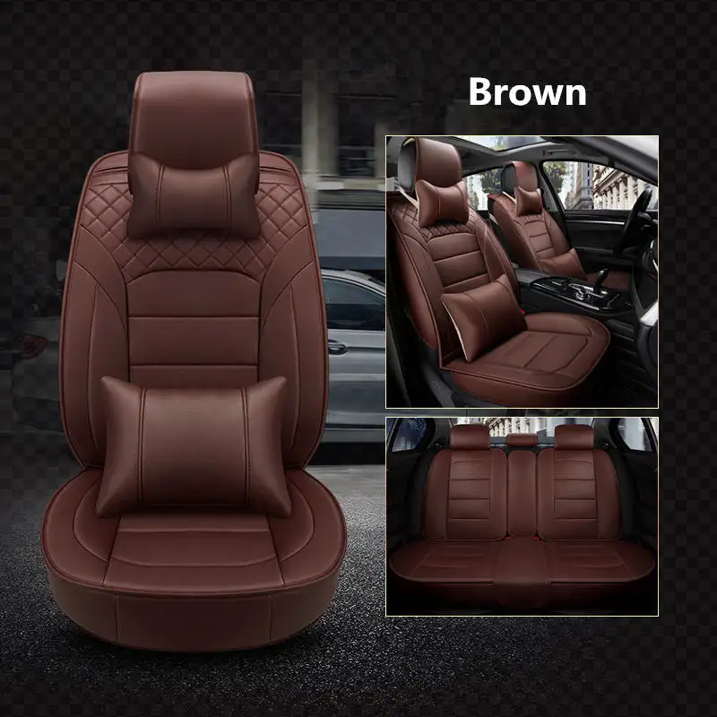 Brown luxury Новинка, чехлы для сидений автомобиля, четыре сезона, все, Зима, Лето, подушка, подушка, автомобиль, окруженный сидением, полный кожаный чехол для сидения - Название цвета: Brown luxury
