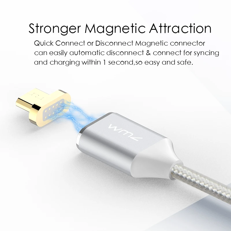 WMZ 2 Pack Magnetic Reversible Micro USB Cable Braided Fast Data Charging Sync for Samsung S7 LG V10 Sony Huawei P8 Xiaomi | Электроника