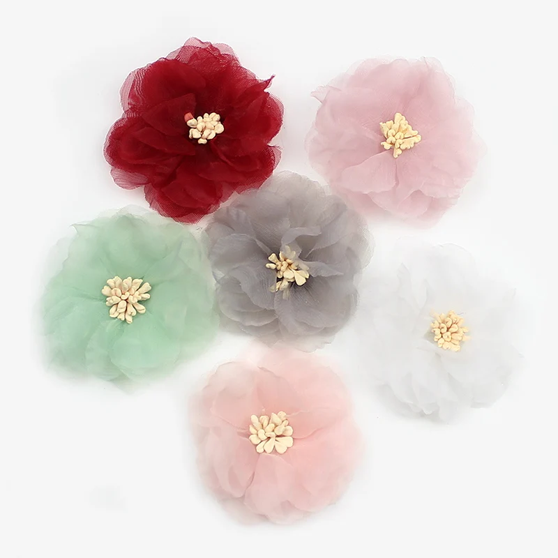 Random mixed color HUADODO 10 шт. шифоновый искусственный цветок ручной работы DIY тканевые цветы для свадебной вечеринки ремесло украшение дома DIY - Цвет: Random mixed color
