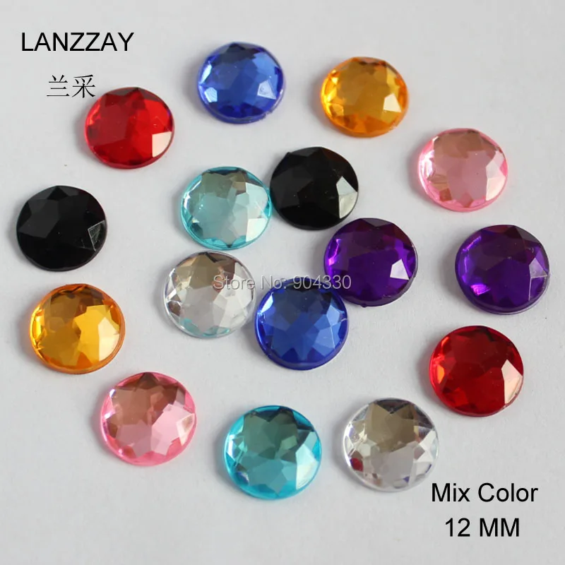 LANZZAY 200 шт. смешивания цветов 12 мм круглый горный хрусталь треугольные граненые