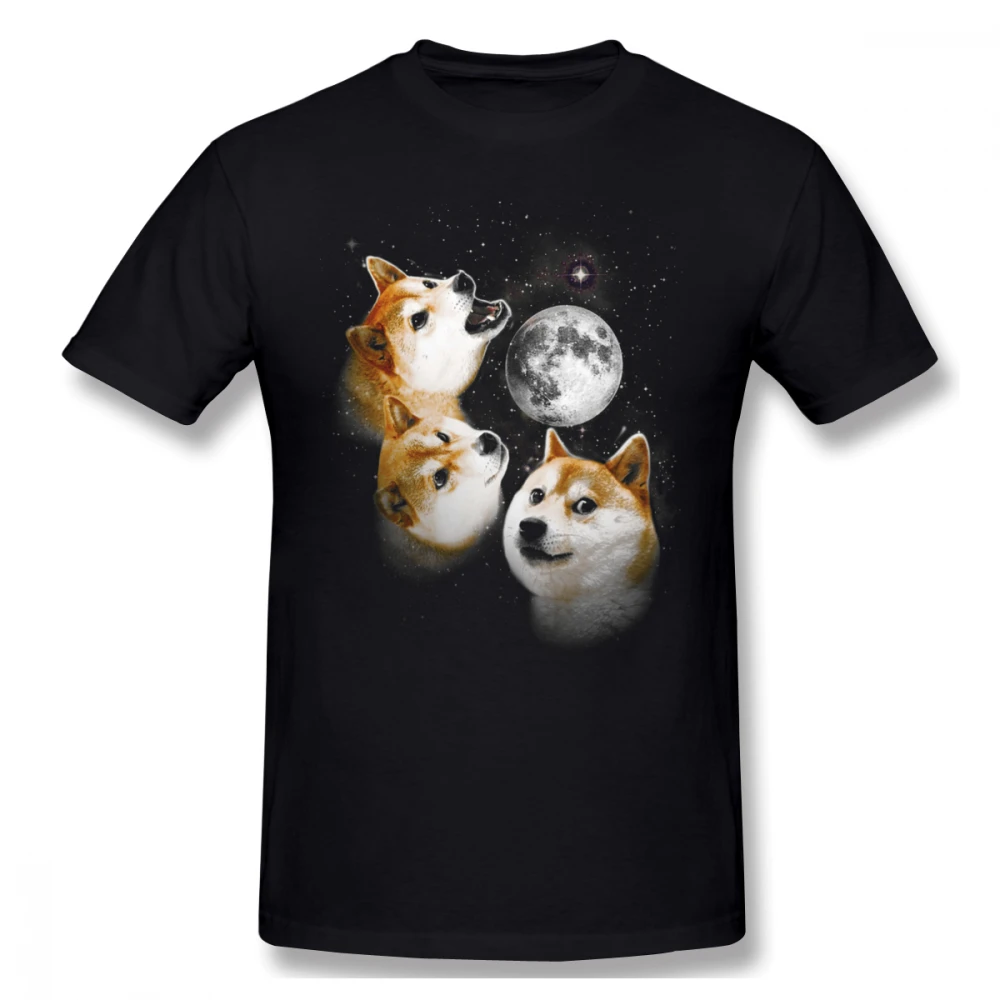Three Doge Moon shaba Inu футболка для мужчин мягкая Homme Crewneck BONADIAO Harajuku уличная |