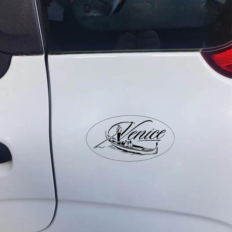 

YJZT 15.2CM*8CM Venice Italy Oval Car Sticker Vinyl Decal Black Silver C10-01439
