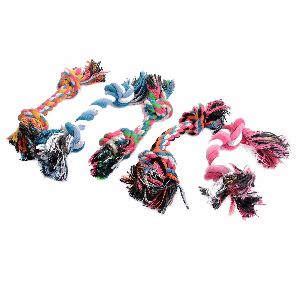 Pet Dog Teeth Clean Puppy Cotton Chew Rope Knot Supplie Durable Braided Bone Toy Funny Tool 17cm (Random) and 18 cm |