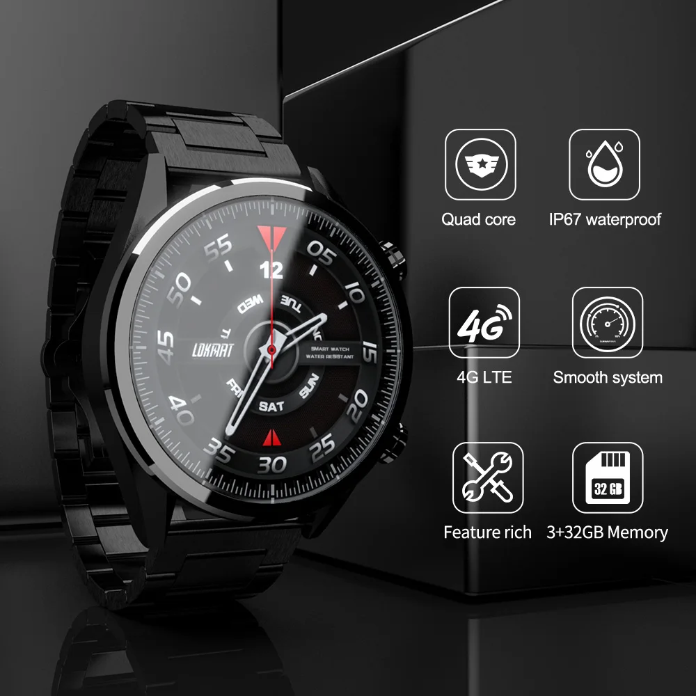 Новые lokmate LK08 4G Смарт часы Android 7 1 MTK6739 3 ГБ + 32 Гб 400*400 AMOLED экран 610 мАч батарея смарт