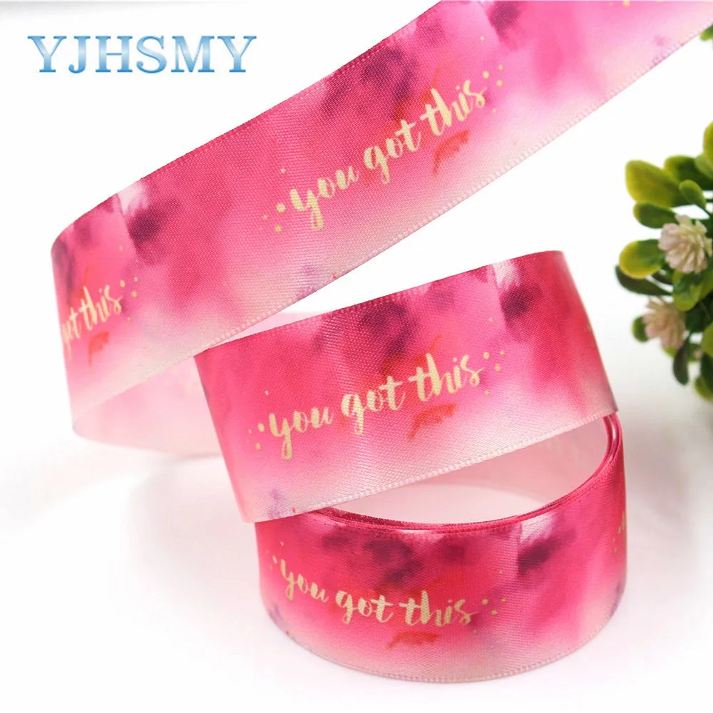 YJHSMY D 18319 1 25 мм 10 ярдов Мультфильм Цветок атласные ленты лента для шитья свадебные