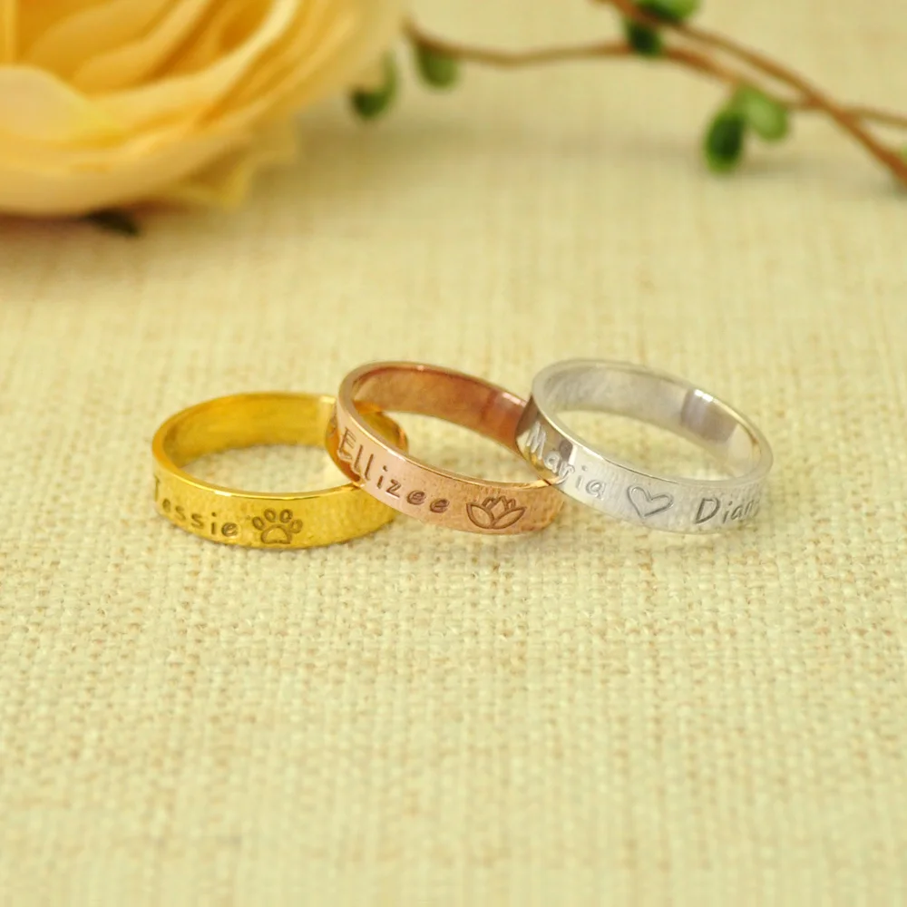 Пользовательское именное кольцо индивидуальное штабелирование с ручной печатью